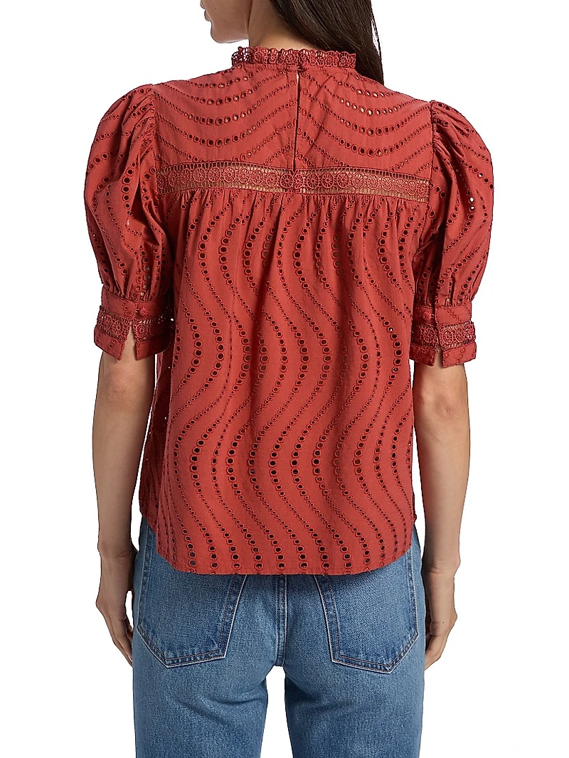 Virginia Broderie Anglaise Short-Sleeve Blouse