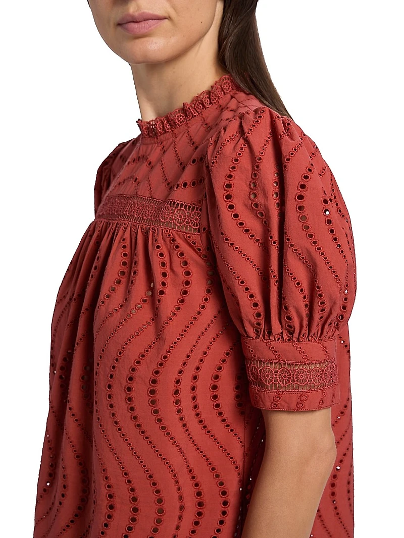 Virginia Broderie Anglaise Short-Sleeve Blouse