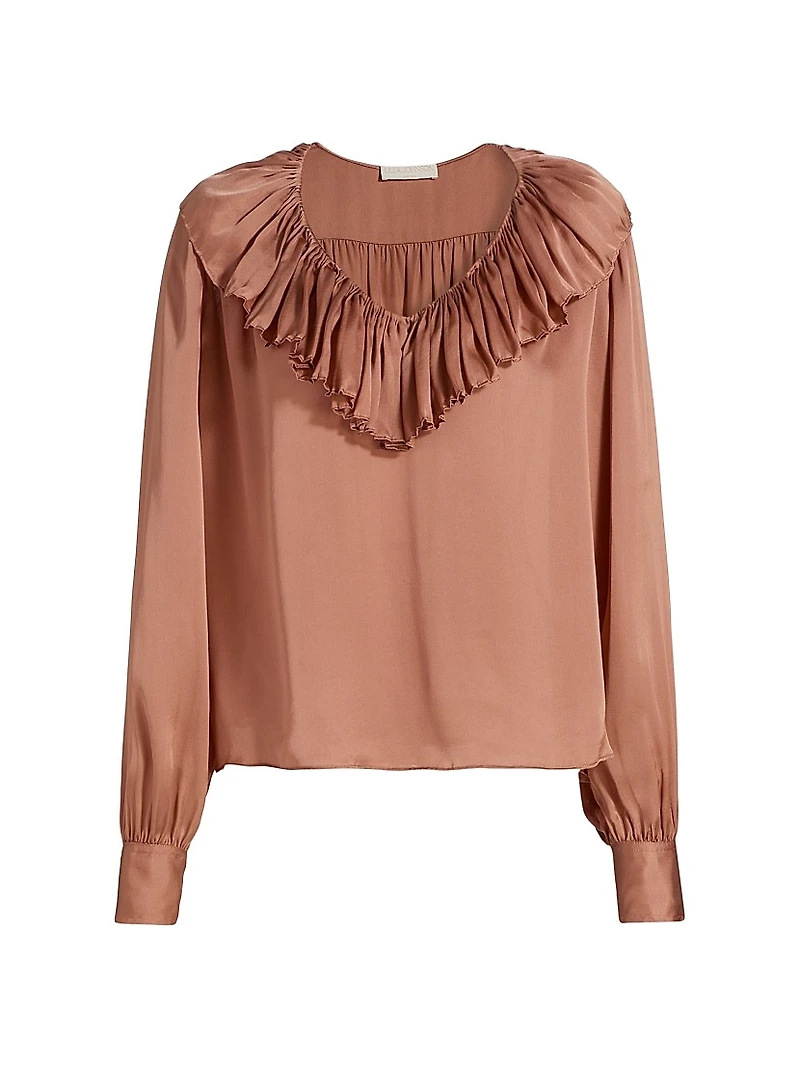 Liese Silk Ruffled V-Neck Blouse