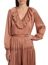 Liese Silk Ruffled V-Neck Blouse