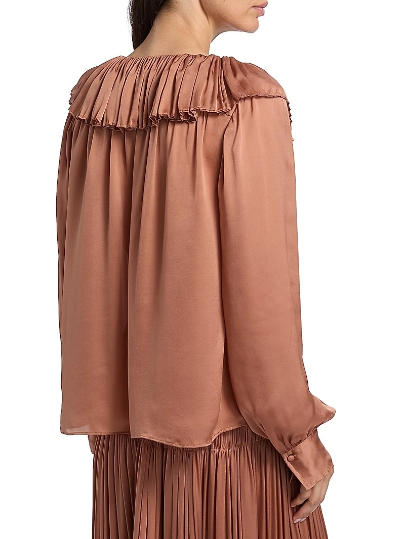 Liese Silk Ruffled V-Neck Blouse