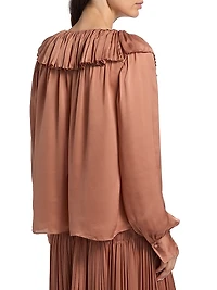 Liese Silk Ruffled V-Neck Blouse