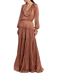 Liese Silk Ruffled V-Neck Blouse