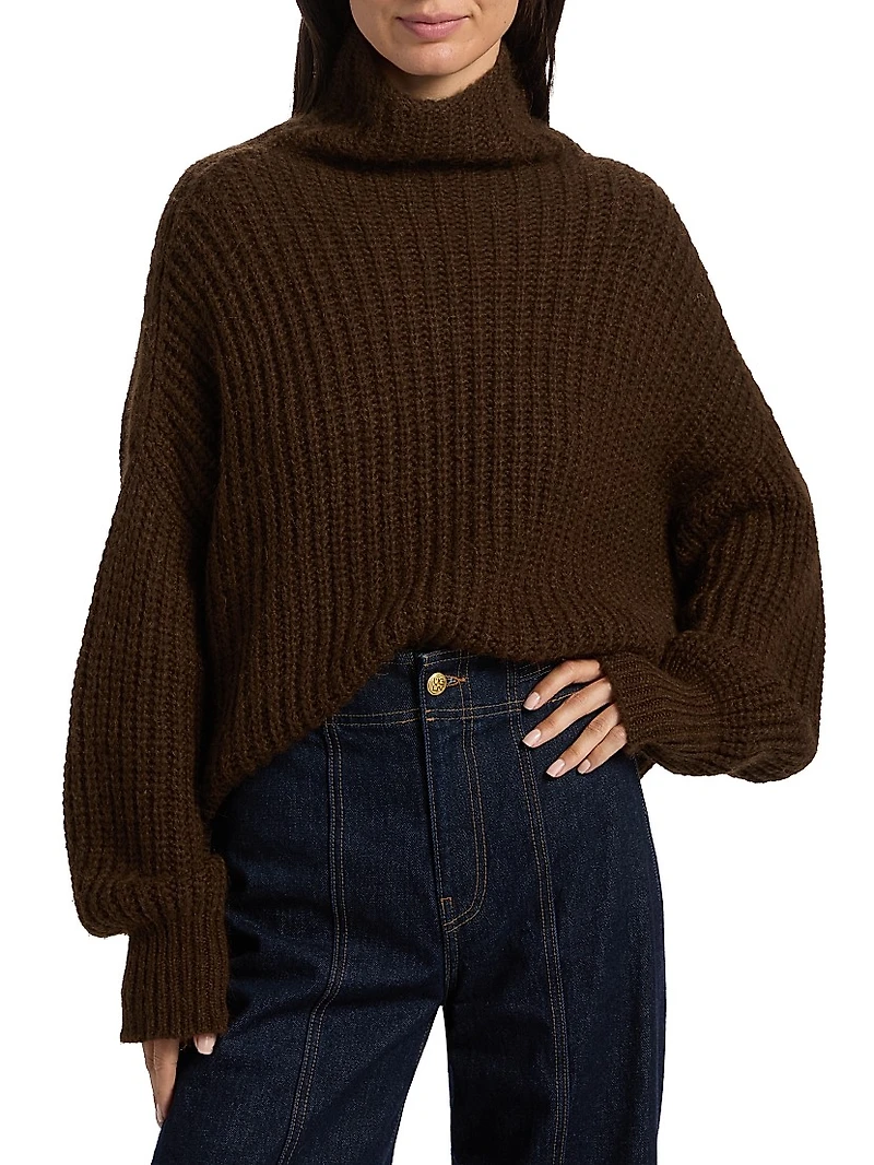 Veron Alpaca-Blend Rib-Knit Turtleneck Sweater
