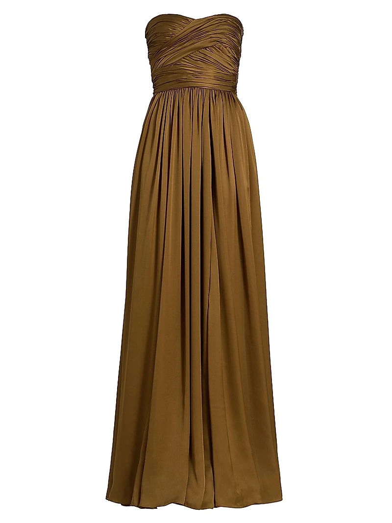 Anastasia Silk Gathered Strapless Gown