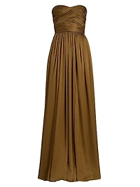 Anastasia Silk Gathered Strapless Gown
