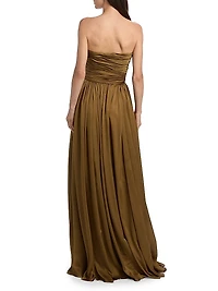 Anastasia Silk Gathered Strapless Gown