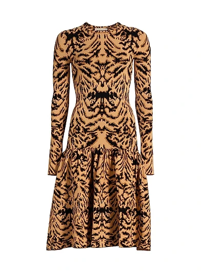 Camryn Abstract Jacquard-Knit Knee-Length Dress