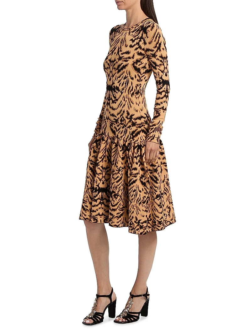 Camryn Abstract Jacquard-Knit Knee-Length Dress