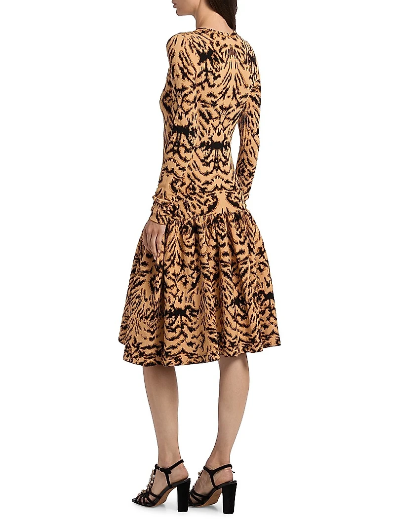 Camryn Abstract Jacquard-Knit Knee-Length Dress