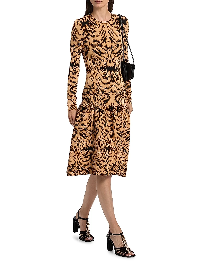 Camryn Abstract Jacquard-Knit Knee-Length Dress