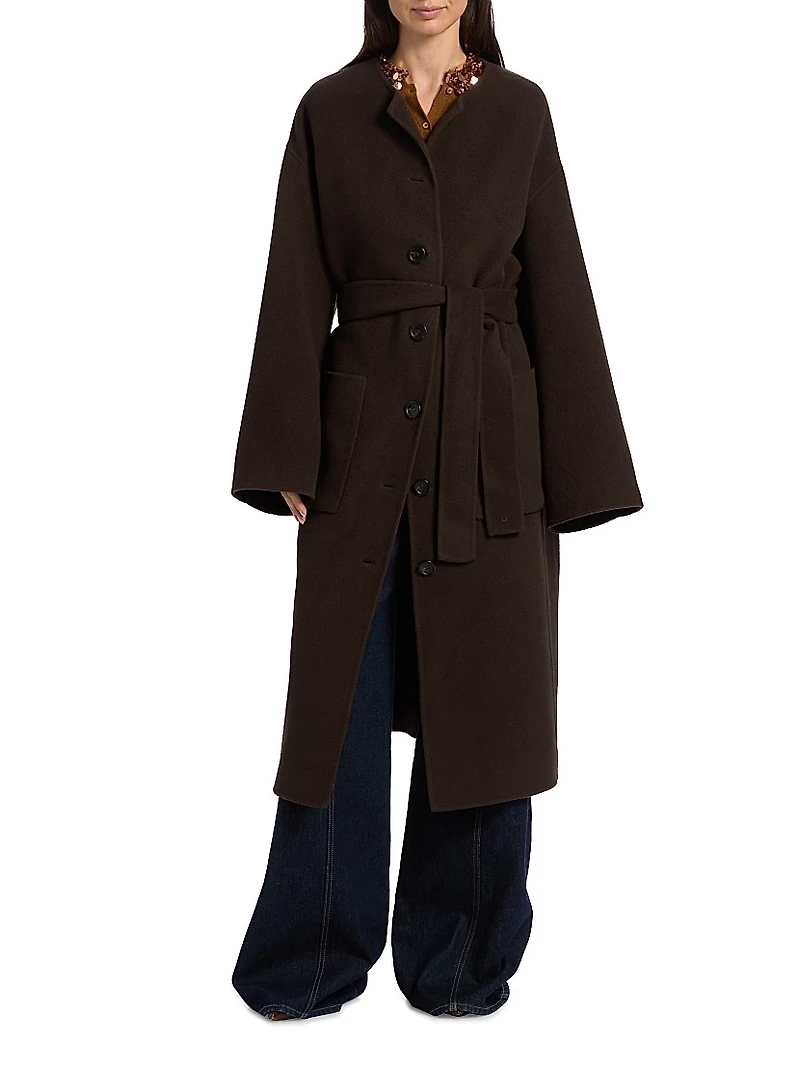 Fernanda Wool-Blend Oversized Belted Coat