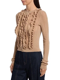Maryel Merino Wool-Lace Crewneck Cardigan