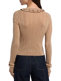 Maryel Merino Wool-Lace Crewneck Cardigan