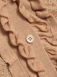 Maryel Merino Wool-Lace Crewneck Cardigan