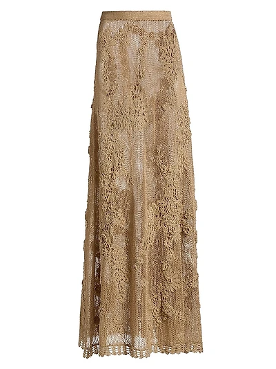 Aria Floral Crochet-Knit Maxi Skirt