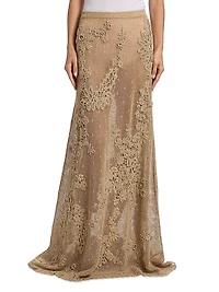 Aria Floral Crochet-Knit Maxi Skirt