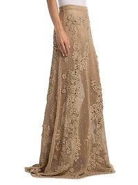 Aria Floral Crochet-Knit Maxi Skirt