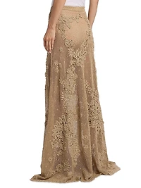 Aria Floral Crochet-Knit Maxi Skirt