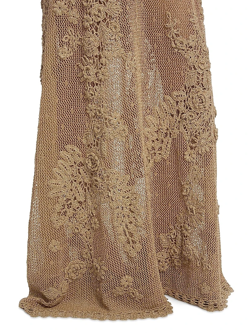 Aria Floral Crochet-Knit Maxi Skirt