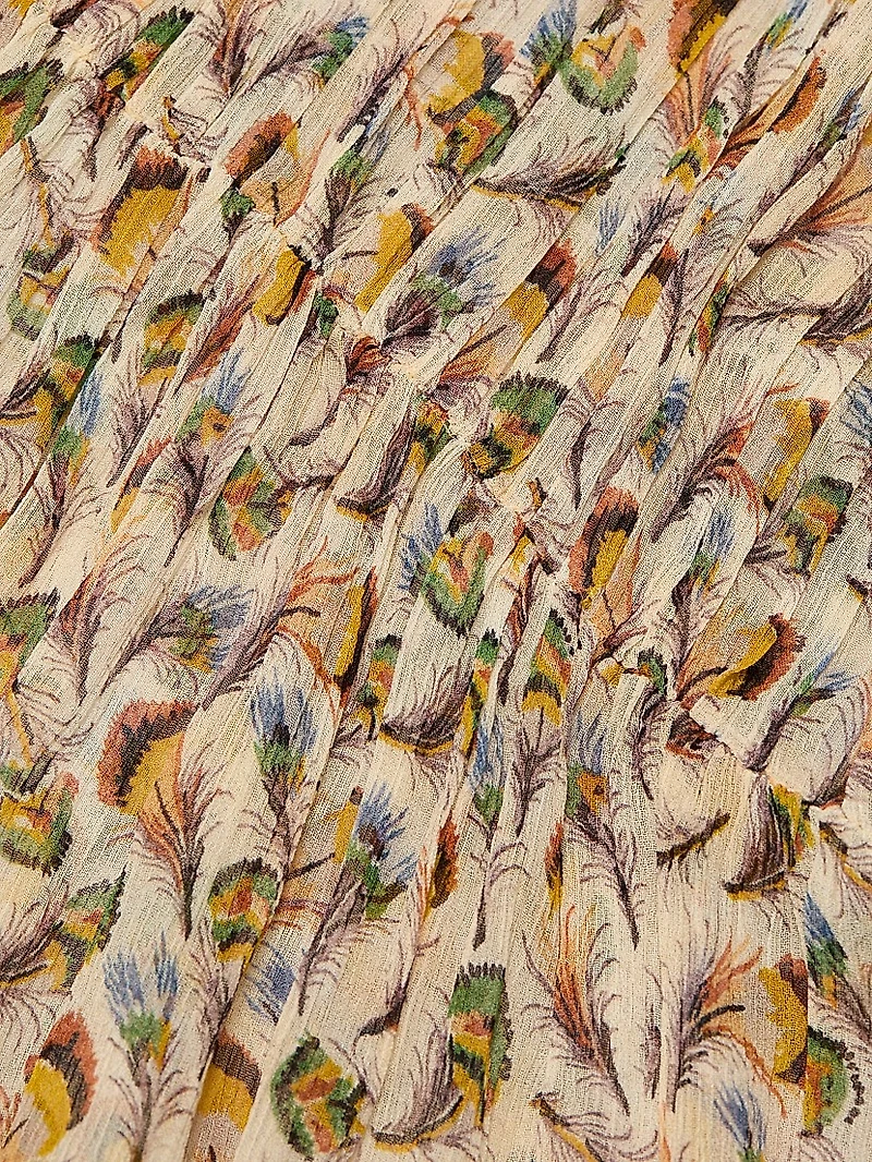 Robbie Feather-Print Silk Tie-Front Blouse