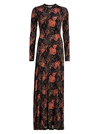 Amari Floral Crewneck Jersey Maxi Dress