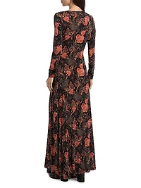 Amari Floral Crewneck Jersey Maxi Dress