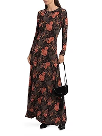 Amari Floral Crewneck Jersey Maxi Dress