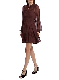 Ava Silk Tiered Long-Sleeve Minidress