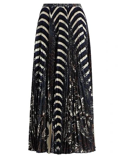 Shayna Striped Pleated Midi-Skirt