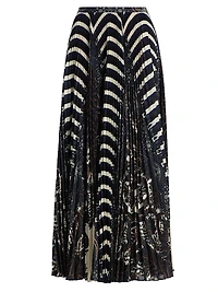 Shayna Striped Pleated Midi-Skirt