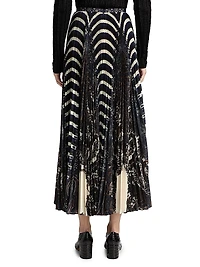Shayna Striped Pleated Midi-Skirt