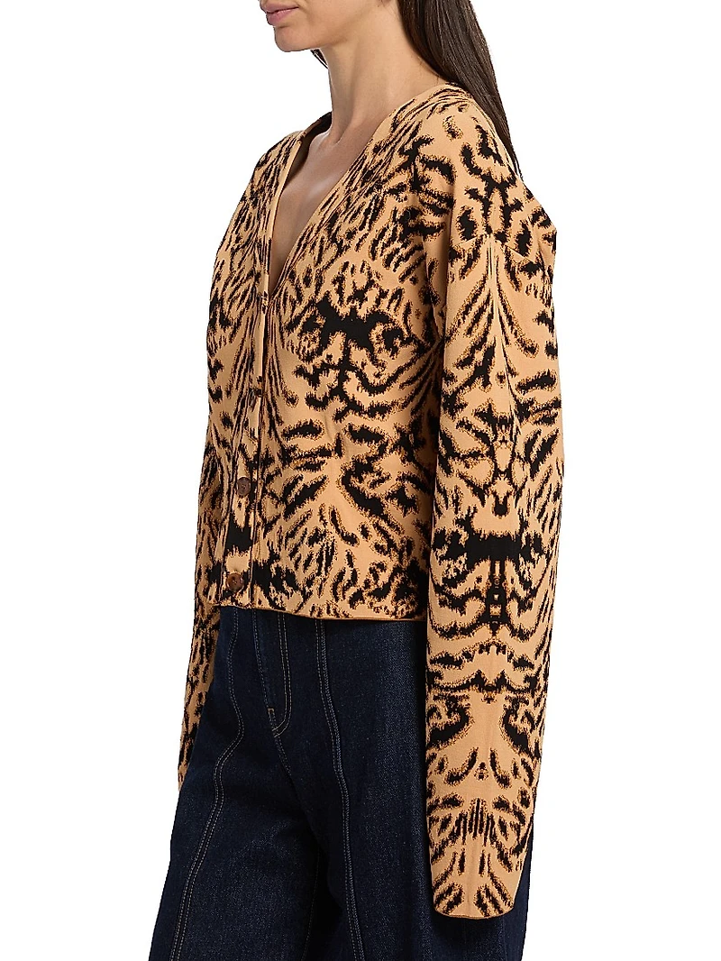 Payton Abstract Jacquard-Knit Cardigan