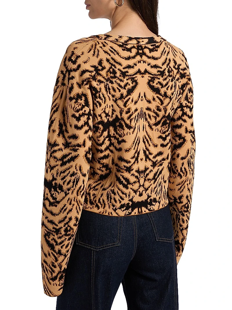 Payton Abstract Jacquard-Knit Cardigan