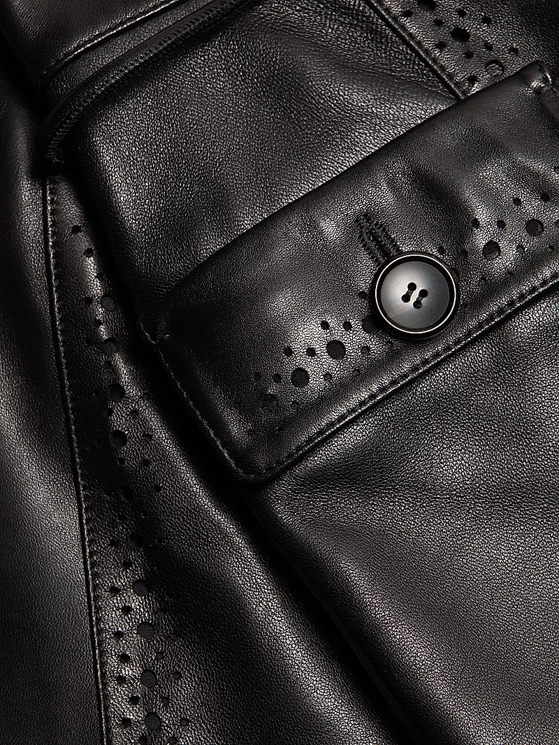 Luna Leather Tie-Waist Miniskirt