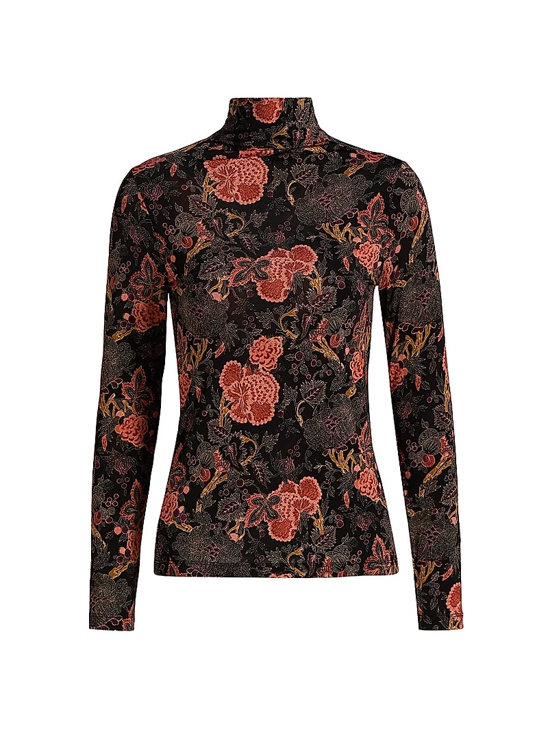 Aurelia Floral Jersey Turtleneck Top