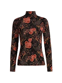 Aurelia Floral Jersey Turtleneck Top