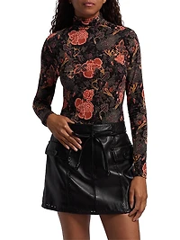 Aurelia Floral Jersey Turtleneck Top
