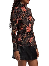 Aurelia Floral Jersey Turtleneck Top