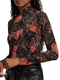 Aurelia Floral Jersey Turtleneck Top
