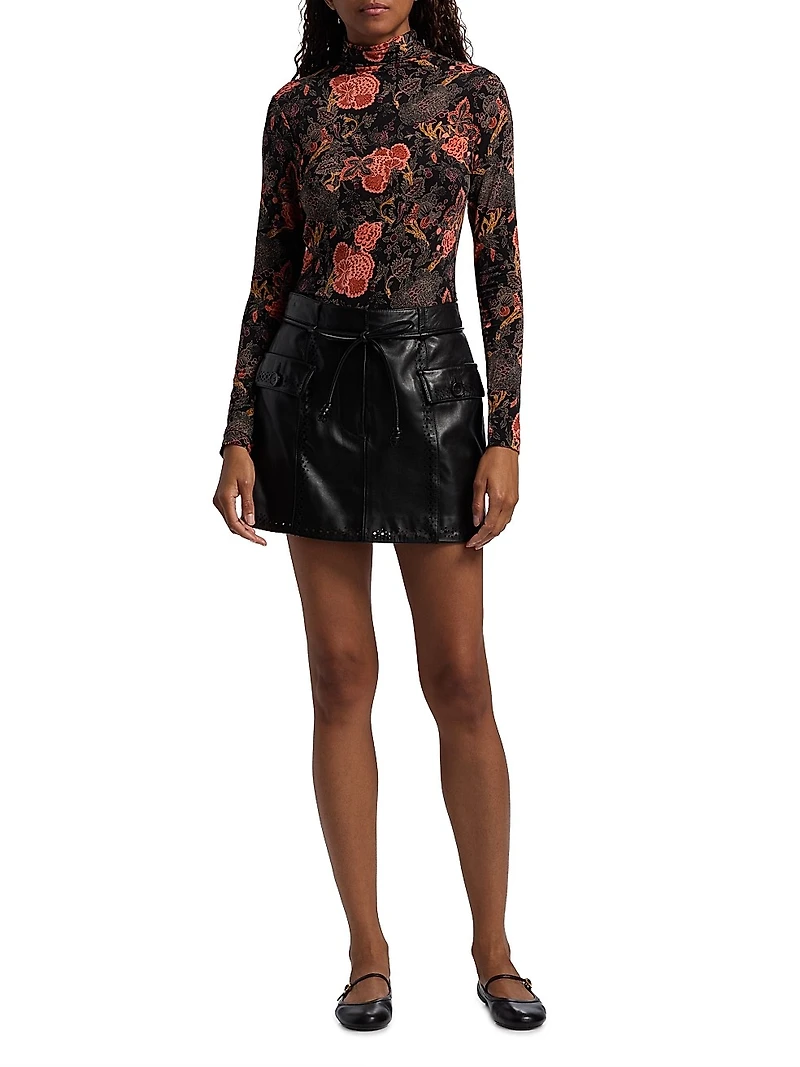 Aurelia Floral Jersey Turtleneck Top