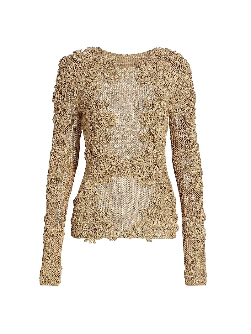 Viola Floral Crochet-Knit Sweater