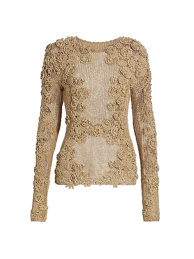Viola Floral Crochet-Knit Sweater