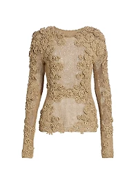 Viola Floral Crochet-Knit Sweater