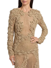 Viola Floral Crochet-Knit Sweater