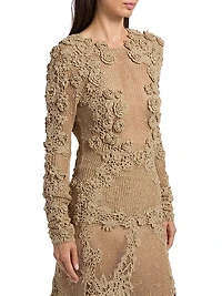 Viola Floral Crochet-Knit Sweater