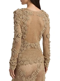 Viola Floral Crochet-Knit Sweater