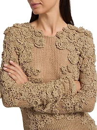 Viola Floral Crochet-Knit Sweater
