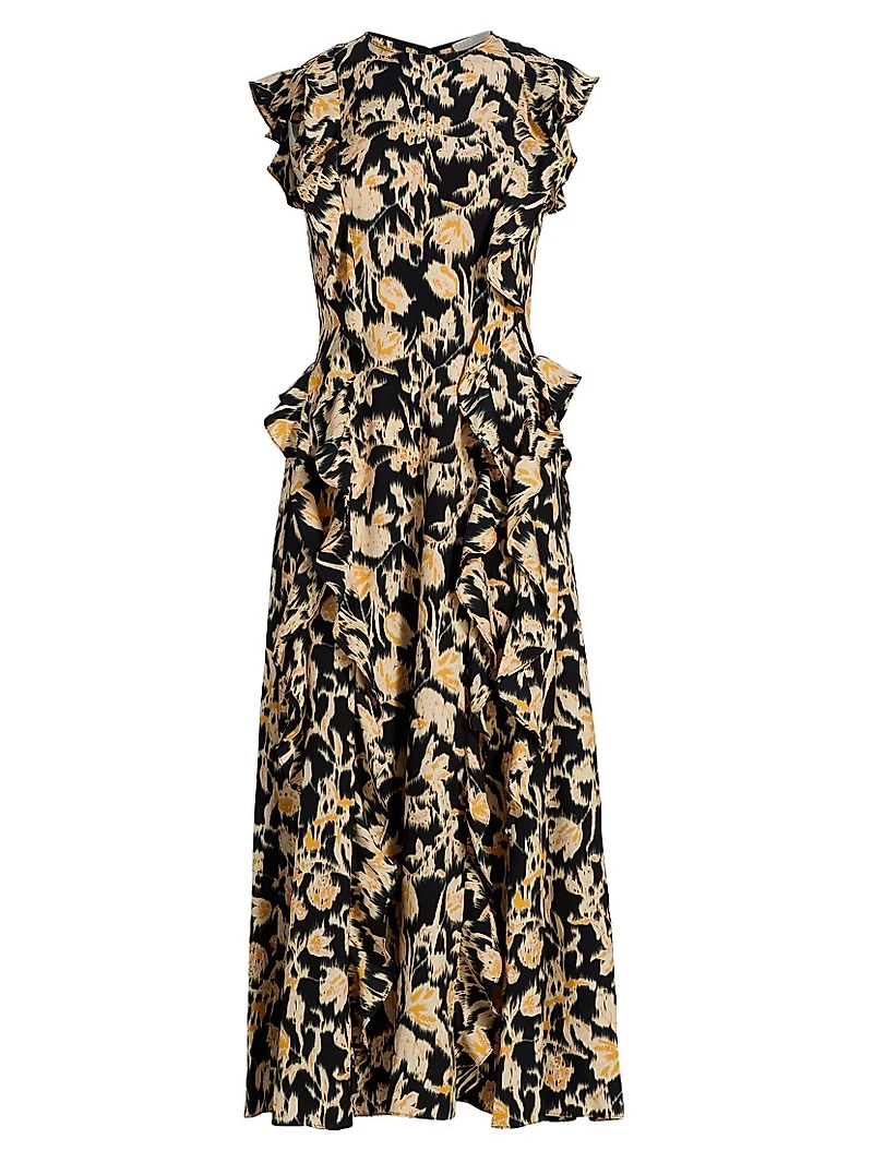Flo Abstract-Print Sleeveless Midi-Dress