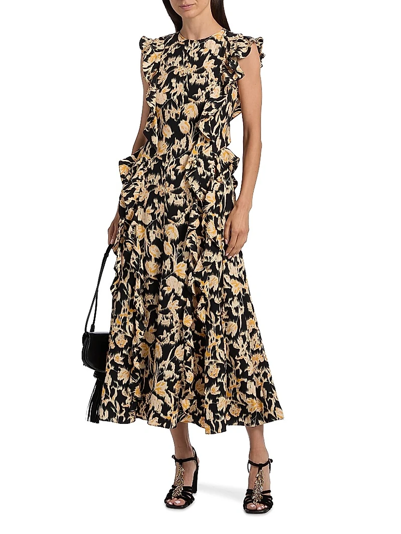 Flo Abstract-Print Sleeveless Midi-Dress